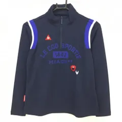 【超美品】ルコック 長袖ハイネックシャツ ネイビー×パープル ハーフジップ ロゴ刺しゅう レディース M ゴルフウェア le coq sportif