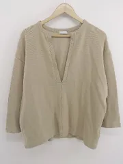 ◇ SEVENDAYS=SUNDAY セブンデイズ サンデイ 深Vネック 長袖 ニット プルオーバー サイズF ライトベージュ レディース E  【1302180012835】