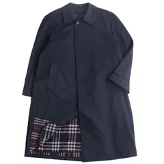 極美品●Burberrys バーバリー ヴィンテージ ウールライナー付き 裏地チェック柄 ステンカラーコート/ロングコート ネイビー メンズ約L相当