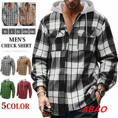 【新商品が大人気です！】チェックシャツ メンズ 長袖シャツ フード付き 大きいサイズ ネルシャツyyz42