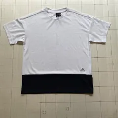 ト2507-⑤-4886 アディダス　adidas エアロレディ　２トーンカラーTシャツ　スポーツウエア　白×黒