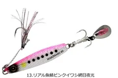 ハヤブサ カンタン巻くだけブレードジグ ジャックアイマキマキ 20g #13.リアル魚鱗ピンクイワシ網目夜光 / 釣具 【メール便発送】のサムネイル