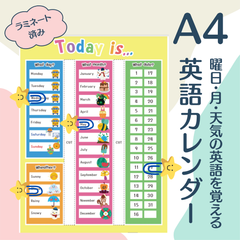 子供向け英語カレンダーA4【知育/英語学習ポスター】