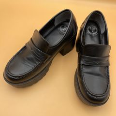 【24.5cm】YOSUKE ヨースケ 厚底 コインローファー/レディース シューズ スニーカー/ブラック系 黒/合成皮革 合皮 フェイクレザー/8310002 01 245/ 服飾 (78-2025-0725-KO-007)
