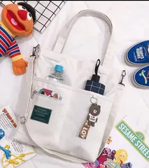 キーホルダー付き キャンバス トートバッグ レディース ショルダーバッグ