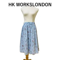HK WORKSLONDON スカート　膝丈 フレアスカート 水色 花柄 標準サイズのサムネイル