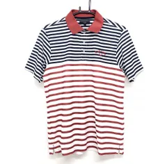 ★特価★【美品】キャロウェイ 半袖ポロシャツ 白×レッド ボーダー ロゴ刺しゅう  メンズ L ゴルフウェア Callaway