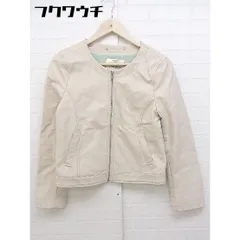 ◇ PAGEBOY ページボーイ フェイクレザー ジップアップ ノーカラー ジャケット サイズF ベージュ レディース 【1103310005327】