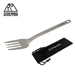 TITAN MANIA チタンマニア フォーク カトラリー チタン製 超軽量 頑丈 吊り下げ 食器 調理器具 アウトドア キャンプ ソロキャンプ アウトドア用品 キャンプ用品 収納袋付き