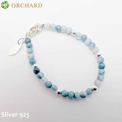シルバー925 アクアマリン ブレスレット 15cm～18cmまで調整可能 メンズ レディース 幸福と勇気