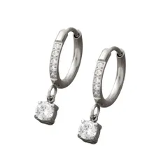 【シルバー × ピアス】[Cream dot. クリームドット公式] ピアス レディース ステンレス製 金属アレルギー つけっぱなし サージカルステンレス キャッチレス 中折れ 開閉式 ワンタッチ フープ ビジュー 揺れる 大人 上品