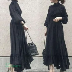 ロングワンピース ワンピース レディース 春 40代 きれいめ 卒業式 結婚式ドレスオシャレ 長袖 着痩せ 上品 フォーマル マキシ丈ワンピース 黒ワンピース 秋  zog3z568637