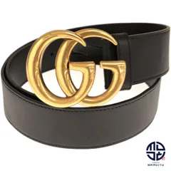 GUCCI グッチ GGマーモント ブラック 黒 ゴールド金具 レザー ダブルG バックル レディース ベルト 400593 アパレル 表記サイズ75
