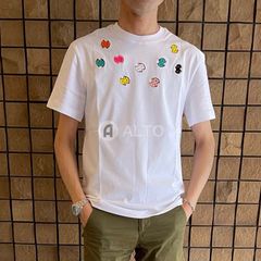 ☆2024春夏入荷☆ PATOU パトゥ JE1109990 オーガニックコットン PATOU ロゴ刺繍 Tシャツ カットソー オーバーシルエット ドロップショルダー ホワイト  メンズ