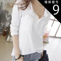 種類9：パープル/2XL トップス シャツ ミディアム丈 袖あり 長袖 Vネック 襟なし ポケット 綿 かわいい 大人可愛い シンプル カジュアル おしゃれ かっこいい レトロ アジアン エスニック エキゾチック セクシー 無地 春 秋 20代 30代 レディ