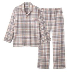Size:M_Color:グレー [グンゼ] ルームウェア CI Comme CA コムシコムサ 綿100％ 長袖長パンツ 先染めビエラ起毛 メンズ グレ－