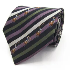 ポロクラブ ブランドネクタイ ポニー ストライプ柄 小紋柄 シルク 日本製  メンズ ネイビー POLO CLUB 【中古】