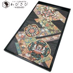 袋帯 向かい鳥 美しい華柄模様 花唐草 墨色 金糸 O-4773 - メルカリ 