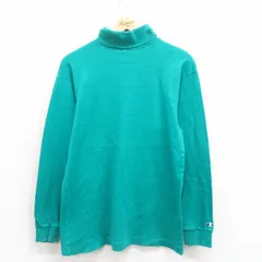 M/古着 チャンピオン champion 長袖 ビンテージ Tシャツ メンズ 90s H タートルネック ハイネック 青緑 25aug27 中古