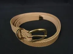 ■美品■ AMBOISE アンボワーズ レザー パイソン調 ゴールド金具 ベルト 表記サイズ 80/32 メンズ レディース ベージュ系 DD9273