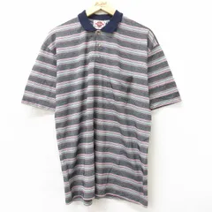 XL/古着 半袖 ポロ シャツ メンズ 00s 大きいサイズ 紺他 ネイビー ボーダー 24mar23 中古 トップス