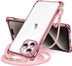 【即納】iPhone 15 Pro 用 ケース クリア ショルダー iPhone15pro 用 スマホケース アイフォン15Pro カバー 肩掛け 斜めかけ 縄掛けケース 透明 薄型 軽量 TPU 携帯ケース 紐付き 斜めがけ 織りストラップ付き ネックストラ