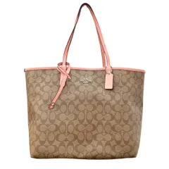 【極上美品⭐️COACH コーチ】 ほぼ未使用品　 ⭐️リバーシブルトートバッグ　 ポーチ付き　 シグネチャー総柄　 ブラウン系×ピンク系　 レディース　 F36658  （AYA） 024090705000onO