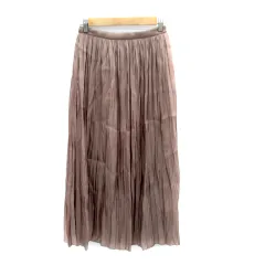 レプシィム ローリーズファーム LEPSIM LOWRYS FARM プリーツスカート ロング丈 マキシ丈 無地 シャイニー F モカブラウン /SY18 ■MO