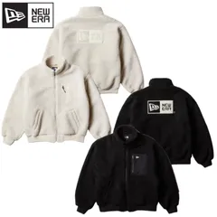 新品  NEWERA ニューエラ 正規品 ボア ブルゾン ジャケット アウター 防寒 ジップアップ フルジップ バックロゴ ユニセックス メンズ レディース ストーン アイボリー 黒 ブラック 14324734 14324735