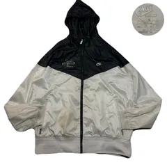 NIKE ナイキ NylonJacket ナイロンジャケット Hoodie パーカー Embroidery 刺繍ロゴ 裏地メッシュ Polyester ポリエステル Bicolor バイカラー Navy ネイビー 紺 White ホワイト 白 L