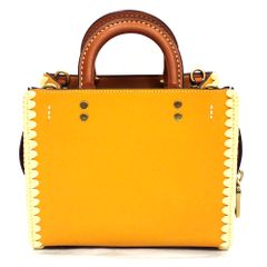 Th994531 コーチ ローグ 20・クロシェ CJ636 ハンドバッグ 3way ショルダーバッグ 本革 イエロー×ブラウン系 COACH 美品  COACH 中古