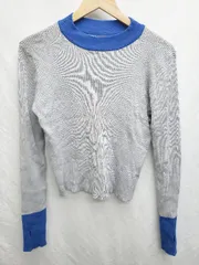◇ miette ミエット リブニット 長袖 ニット セーター サイズF グレー ブルー レディース メンズ P  【1406180059972】
