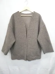■ ⊆ ノーブランド ガウン 長袖 カーディガン サイズM チャコールグレー レディース E  【1506250006759】
