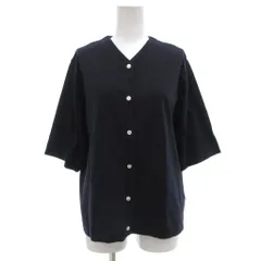 トゥモローランド TOMORROWLAND ヴィルーム V room コットンジャージーVネックハーフスリーブカーディガン 半袖 紺 ネイビー /AE