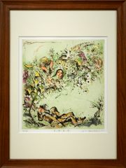 アルフォンス・ミュシャ額装＊「白い象の伝説」初版挿絵リトグラフ①