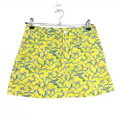 【超美品】ジャックバニー スカート イエロー×白 リーフ柄風 ストレッチ 内側インナーパンツ レディース 1(M) ゴルフウェア Jack Bunny
