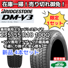 【在庫一掃！ 売り切れ御免！】【新品4本セット】 235/55R18 100Q ブリヂストン ブリザック DM-V3 スタッドレスタイヤ （2020年製） 日本製