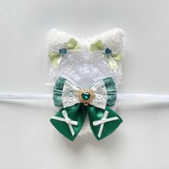 ホワイト＆グリーンねこ ぬい服 着ぐるみ にじぱぺっと10cm