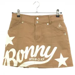 【美品】ルコック スカート ライトブラウン×白 プリント 内側メッシュインナーパンツ レディース 9 ゴルフウェア le coq sportif