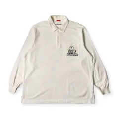 GREENCLUBS グリーンクラブ スヌーピー&チャーリーブラウン刺繍 長袖ポロシャツ 5/ホワイト/ワッフル地