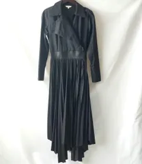 ［ Massimo Dutty ］マッシモデュッティ シャツワンピース ロング マキシ ブラック レザー 希少 黒 36のサムネイル