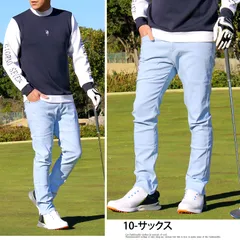 ゴルフパンツ メンズ ゴルフウェア ジャージ感覚パワーストレッチ スキニーパンツ チノパン チノパンツ 伸縮 スリム イージーパンツ ボトムス 大きいサイズあり 秋冬 春夏 ズボン 新作 人気 おしゃれ bt63 10-サックス