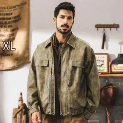 [XL]秋冬 メンズ  服 シンプル ファッション オシャレ 大人 かっこいい 大きいサイズ ストリート 紳士服 アメリカン レトロ ライダース エコ レザー ジャケット 秋 ハンティング カジュアル ワークウェア