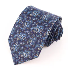 アクアスキュータム ブランドネクタイ 総柄 ペイズリー シルク 英国製 メンズ ブルー Aquascutum 【中古】