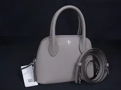 ■新品同様■ TORY BURCH トリーバーチ EMERSON MINI DOME エマーソン レザー 2WAY ショルダー ハンドバッグ グレージュ系 FG8876
