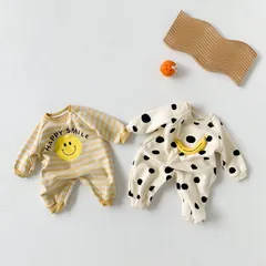 ベビー服 水玉柄 花柄ロンパース【全2色】