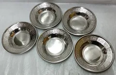 【格安超激得】インドカレー 皿インド産　カレー皿　3枚アウトドア ステンレス 皿 食器