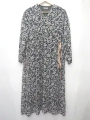 ◇ Θ Bab バブ ペイズリー パイピング 長袖 ロング ワンピース サイズ38 ブラック レディース P  【1409090008115】