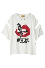 HYSTERIC GLAMOUR ヒステリックグラマー 01251CT05 HYSTERIC LIPS GIRL SITTING オーバーサイズTシャツ WHITE 正規通販 レディース FREE WHITE