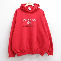 XL/古着 長袖 スウェット パーカー メンズ 00s オハイオステートバックアイズ 刺繍 大きいサイズ 赤 レッド 25sep26 中古 スエット トレー